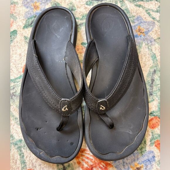 Olukai Ohana Flip Flop size 9 black - Picture 1 of 6